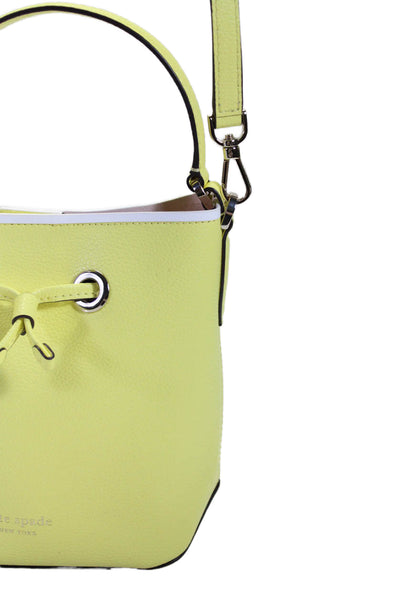 Kate Spade New York Womens Leather Crossbody Shoulder Handbag Yellow White