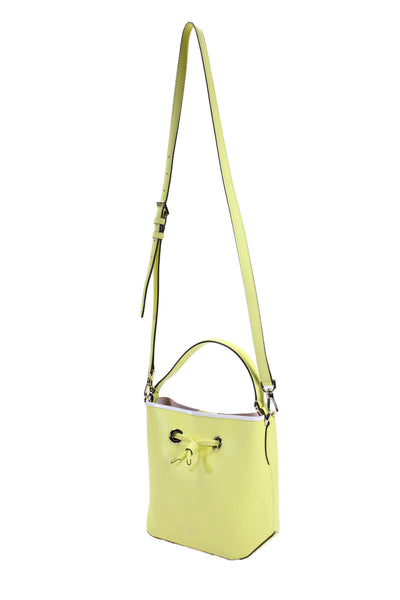 Kate Spade New York Womens Leather Crossbody Shoulder Handbag Yellow White