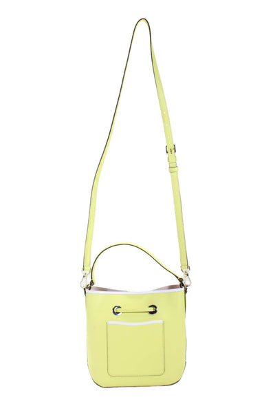 Kate Spade New York Womens Leather Crossbody Shoulder Handbag Yellow White