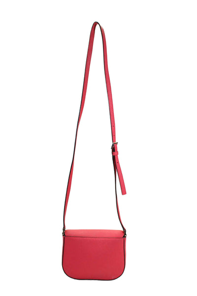 Kate Spade New York Womens Leather Gold Tone Crossbody Shoulder Handbag Red