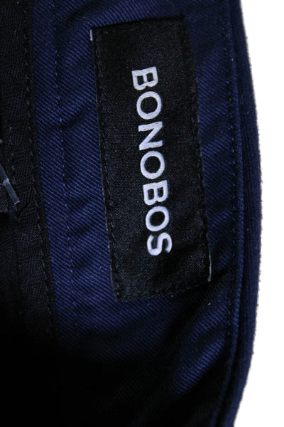 Bonobos Mens Cotton Blend Navy Blue Printed Flat Front Straight Pants Size 32