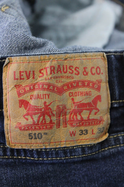 Levi Strauss & Co Mens Cotton Zipped Buttoned Dark Wash Pants Blue Size 33