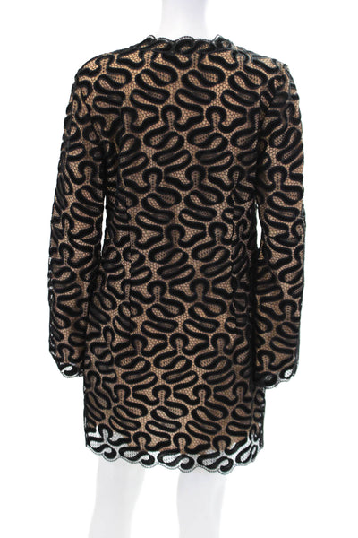 Stella McCartney Womens Velvet Long Sleeves Shift Dress Black Beige Size EUR 42