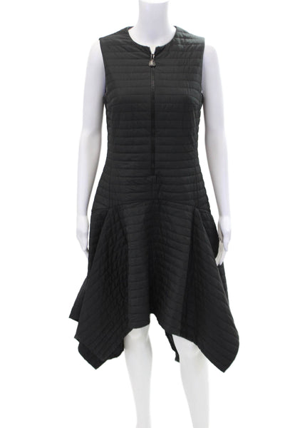 Akris Womens Half Zipper Sleeveless Asymmetrical A Line Puffer Dress Black Size