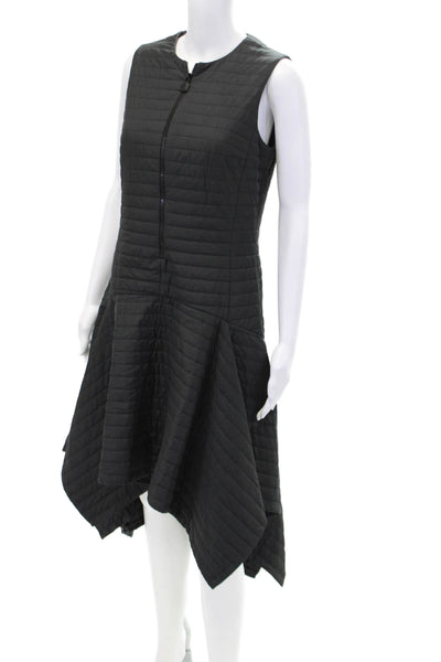 Akris Womens Half Zipper Sleeveless Asymmetrical A Line Puffer Dress Black Size