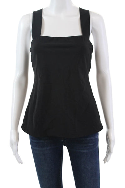 Theory Womens Sleeveless Cross Back Square Neck Top Blouse Black Size Small