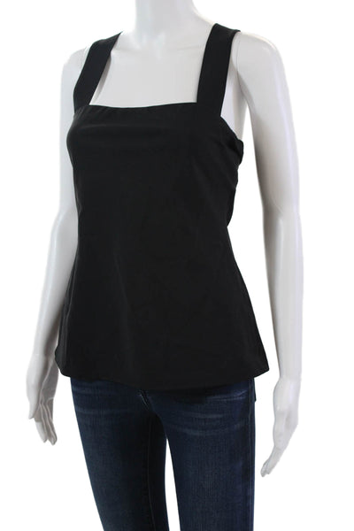 Theory Womens Sleeveless Cross Back Square Neck Top Blouse Black Size Small