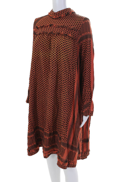 Cecille Copenhagen Womens Cotton Geometric High Neck Maxi Dress Orange Size 2