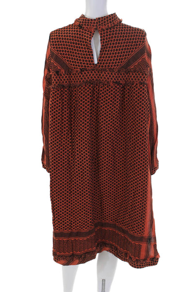 Cecille Copenhagen Womens Cotton Geometric High Neck Maxi Dress Orange Size 2