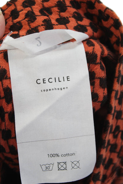 Cecille Copenhagen Womens Cotton Geometric High Neck Maxi Dress Orange Size 2