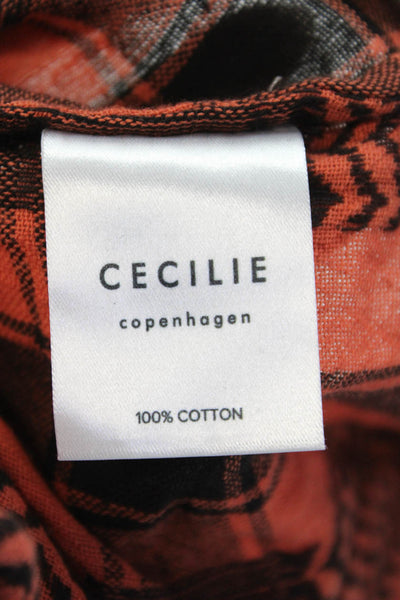 Cecille Copenhagen Womens Cotton Geometric High Neck Maxi Dress Orange Size 2
