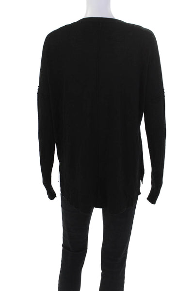 John + Jenn Women's V-Neck Long Sleeves Hi-Lo Hem Sweater Black S