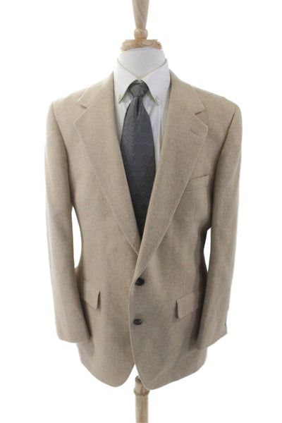 PBM Mens Camel Hair Long Sleeve Lined Button Pea Coat Beige Size EUR 29