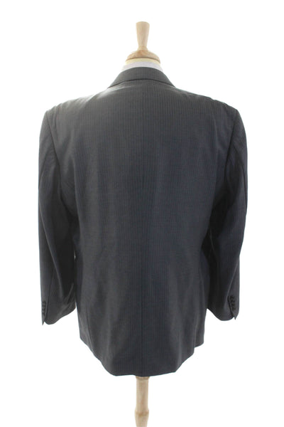 Jones New York Mens Wool Collared Button Stripe Long Sleeve Blazer Gray Size EUR