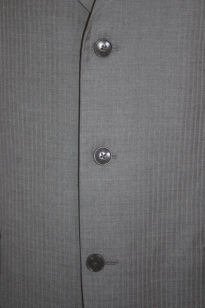 Jones New York Mens Wool Collared Button Stripe Long Sleeve Blazer Gray Size EUR