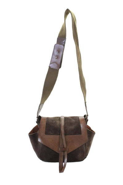 Isabel Marant Womens Leather Suede Slouchy Crossbody Bag Brown Size S