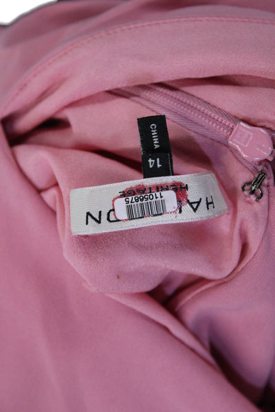 Halston Heritage Womens V Neck Wing Sleeves A Line Dress Rose Pink Size 14