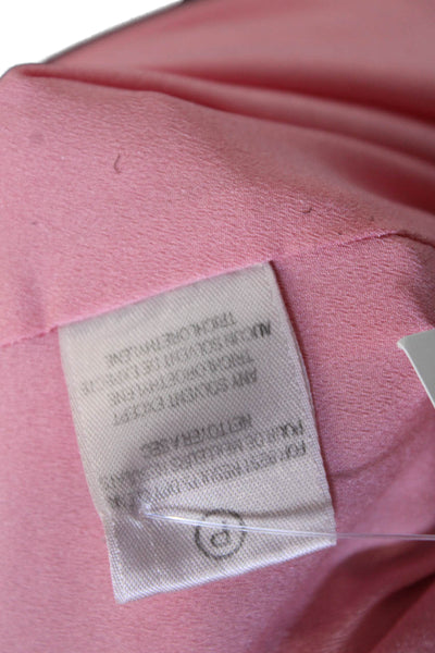 Halston Heritage Womens V Neck Wing Sleeves A Line Dress Rose Pink Size 14