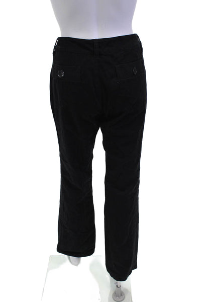 Marc By Marc Jacobs Womens Mid Rise Straight Leg Pants Black Cotton Size 8