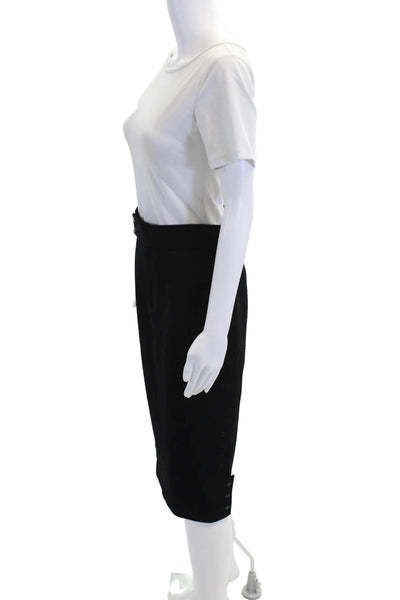Ralph Lauren Collection Womens Zipper Fly Pencil Skirt Black Wool Size 6