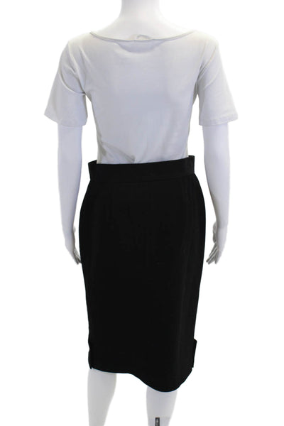 Ralph Lauren Collection Womens Zipper Fly Pencil Skirt Black Wool Size 6
