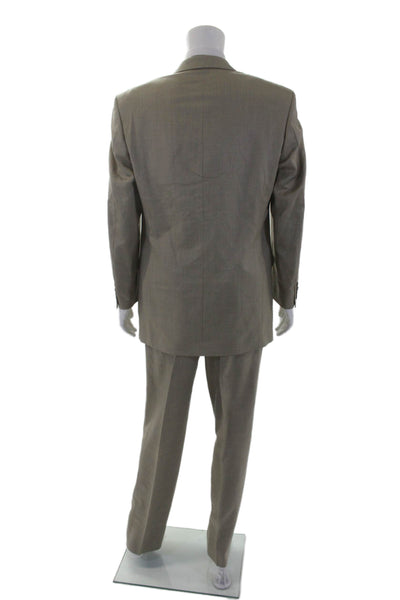 Jones New York Mens Silk Collared Lined Suit Blazer Pants Set Beige Size EUR 40