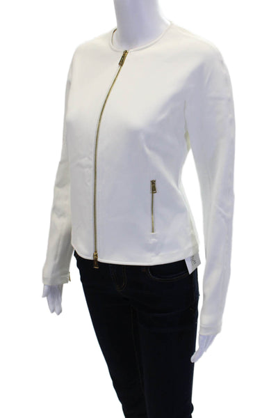 Ralph Lauren Black Label Womens Front Zip Long Sleeve Crew Neck Jacket White 6