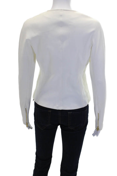 Ralph Lauren Black Label Womens Front Zip Long Sleeve Crew Neck Jacket White 6