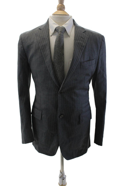 Loro Piana X Barneys New York Mens Wool Gray Striped Long Sleeve Blazer Size 50R