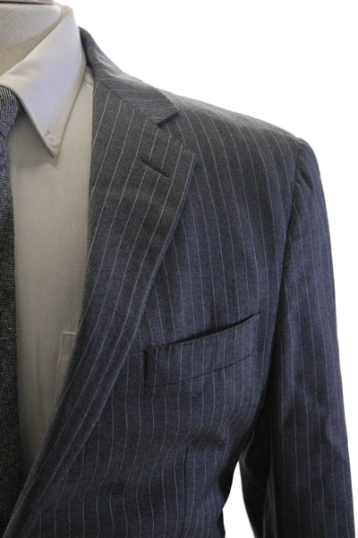 Loro Piana X Barneys New York Mens Wool Gray Striped Long Sleeve Blazer Size 50R