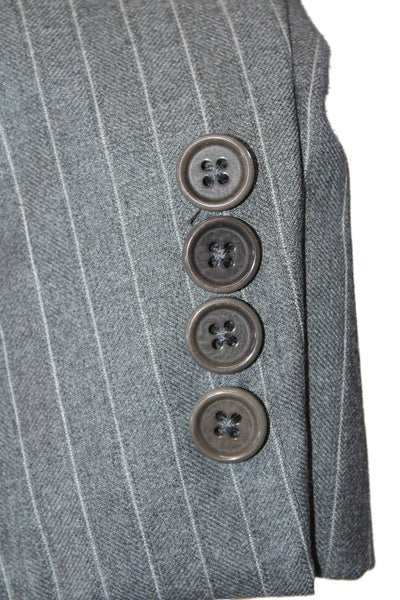 Loro Piana X Barneys New York Mens Wool Gray Striped Long Sleeve Blazer Size 50R