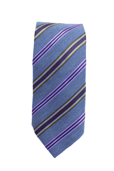 Etro Mens Dark Blue Purple Striped Printed Necktie