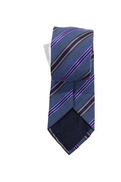 Etro Mens Dark Blue Purple Striped Printed Necktie