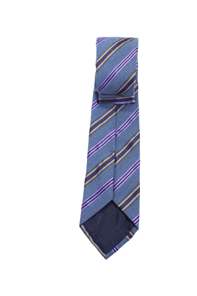 Etro Mens Dark Blue Purple Striped Printed Necktie