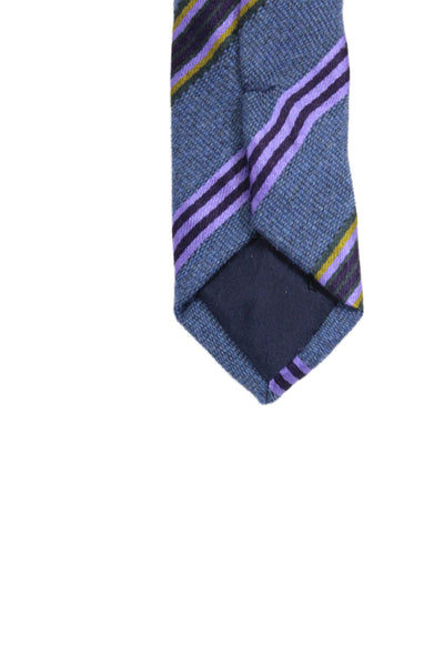 Etro Mens Dark Blue Purple Striped Printed Necktie