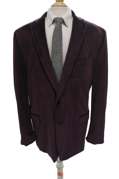 Lauren Ralph Lauren Mens Plum Velvet Two Button Long Sleeve Lined Blazer Size48L