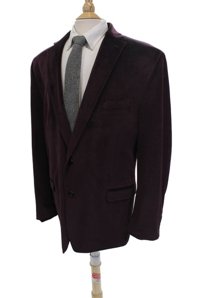 Lauren Ralph Lauren Mens Plum Velvet Two Button Long Sleeve Lined Blazer Size48L