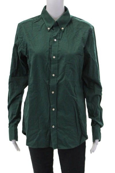 J. Mclaughlin Womens Cotton Long Sleeved Collared Button Down Shirt Green Size S