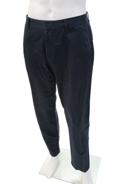 Bonobos Mens Cotton Zip Pleated Lined Tapered Leg Trousers Navy Size EUR 32