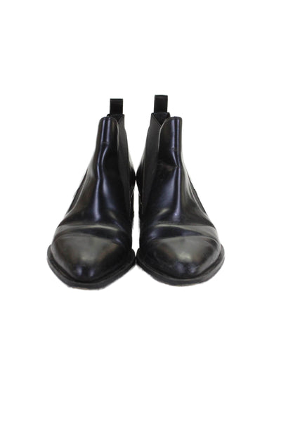 Vince Womens Leather Pointed Toe Elasticated Chelsea Booties Black Size 8