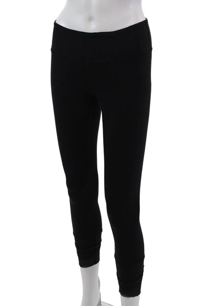 Lululemon Womens Textured Elastic Waist Lined Fitted Athletic Leggings Black Siz