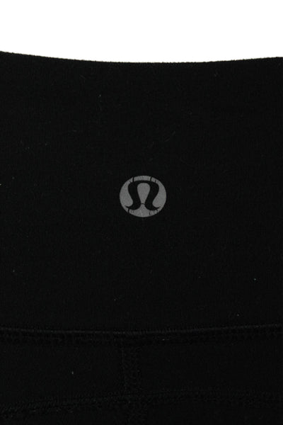 Lululemon Womens Textured Elastic Waist Lined Fitted Athletic Leggings Black Siz