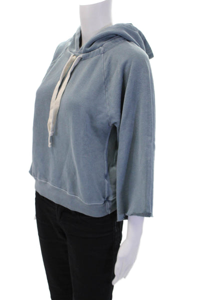 Amo Womens Organic Cotton Long Sleeve Pullover Hoodie Light Blue Size XS