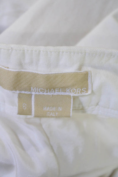 Michael Kors Womens Straight Leg Zipped Buttoned Casual Pants White Size 6