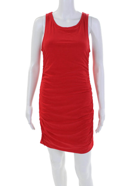 Beyond Yoga Womens Sleeveless Scoop Neck Ruched Mini Dress Red Size Medium