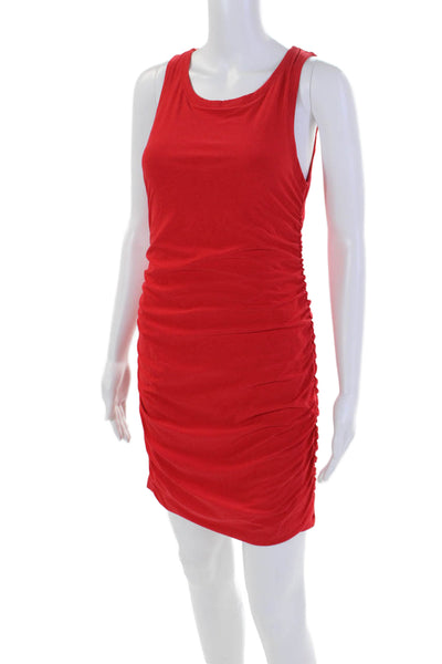 Beyond Yoga Womens Sleeveless Scoop Neck Ruched Mini Dress Red Size Medium