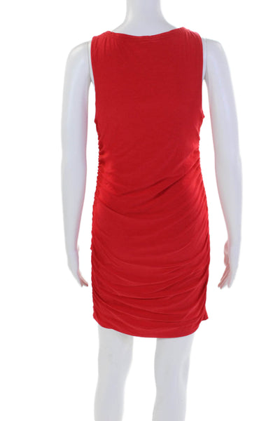 Beyond Yoga Womens Sleeveless Scoop Neck Ruched Mini Dress Red Size Medium