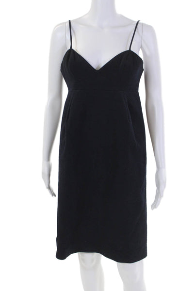 Luca Luca Womens Back Zip Spaghetti Strap V Neck Shift Dress Navy Size IT 42