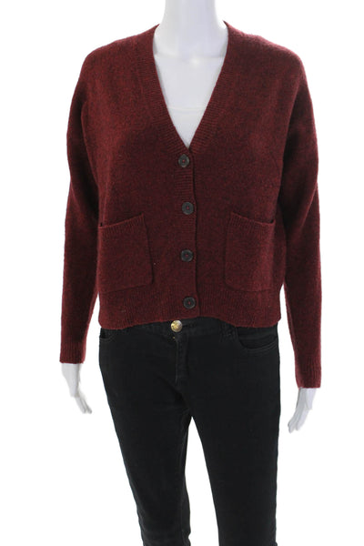 Madewell Womens Knit Two Pocket V-Neck Button Up Cardigan Sweater Red Size XXS