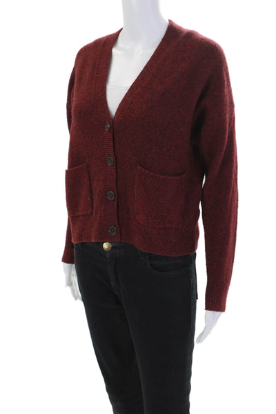 Madewell Womens Knit Two Pocket V-Neck Button Up Cardigan Sweater Red Size XXS